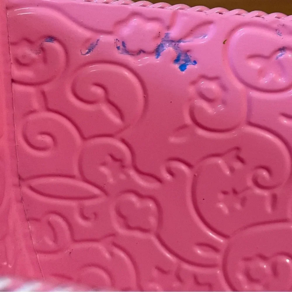 Pink Embossed Decorative Tin Planter Or Decorative Bin